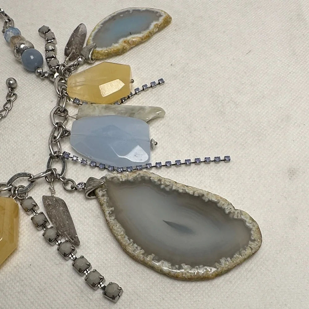 Chico’s Blue & Yellow Geode Statement Necklace – 19” Long / 4” Extender (EUC) - Picture 5 of 9